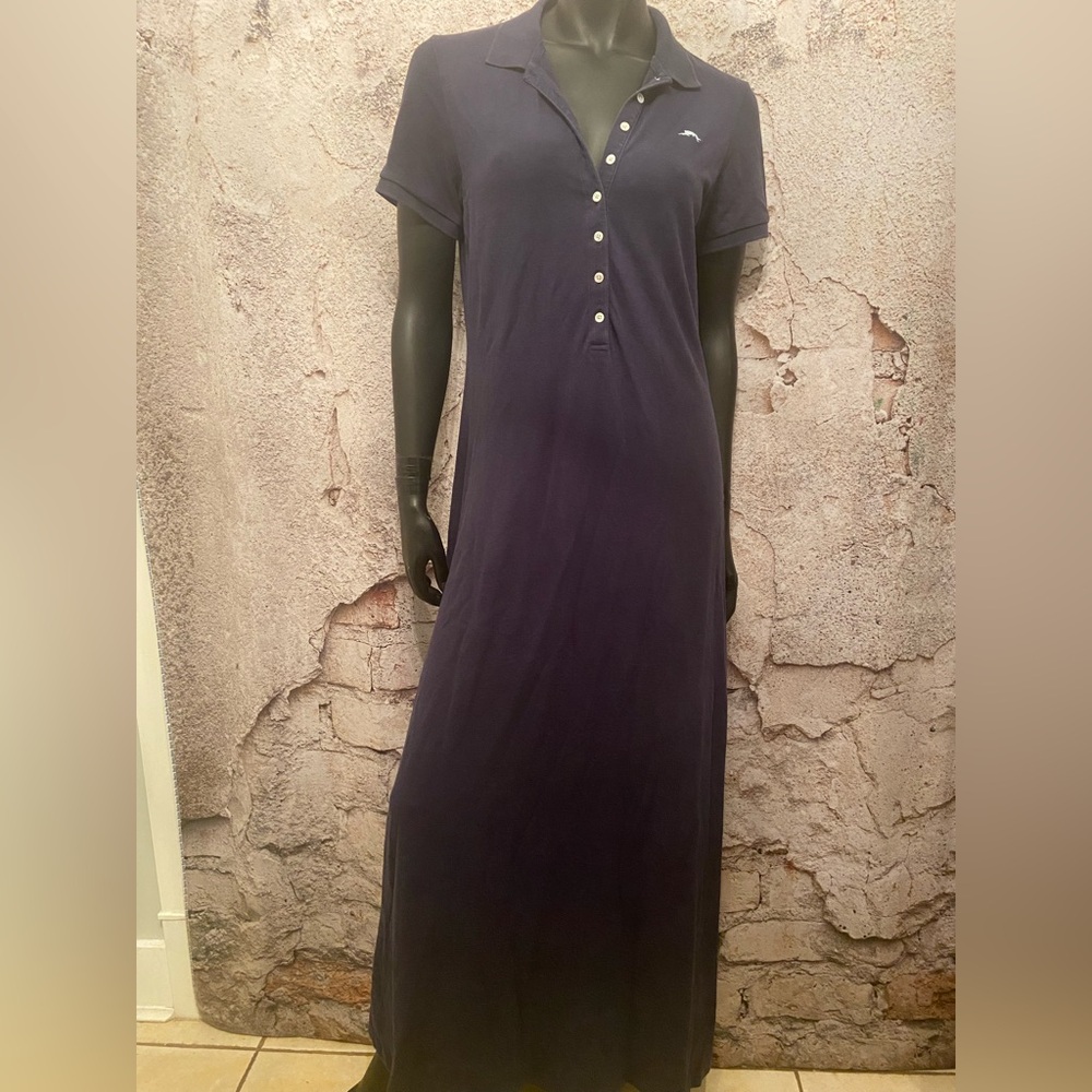 Tommy Bahama Navy Cotton Maxi T Shirt Dress
